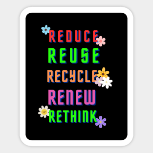 REDUCE REUSE RECYCLE RENEW RETHINK Sticker